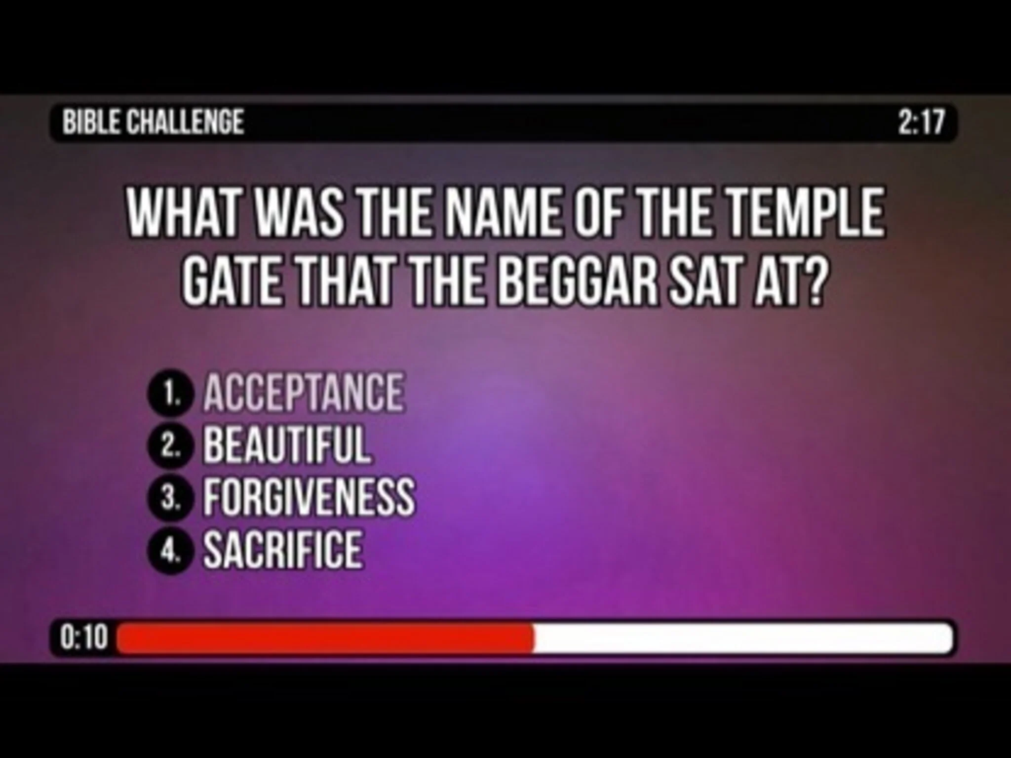 Bible Challenge Countdown - Acts 2 42-3 26